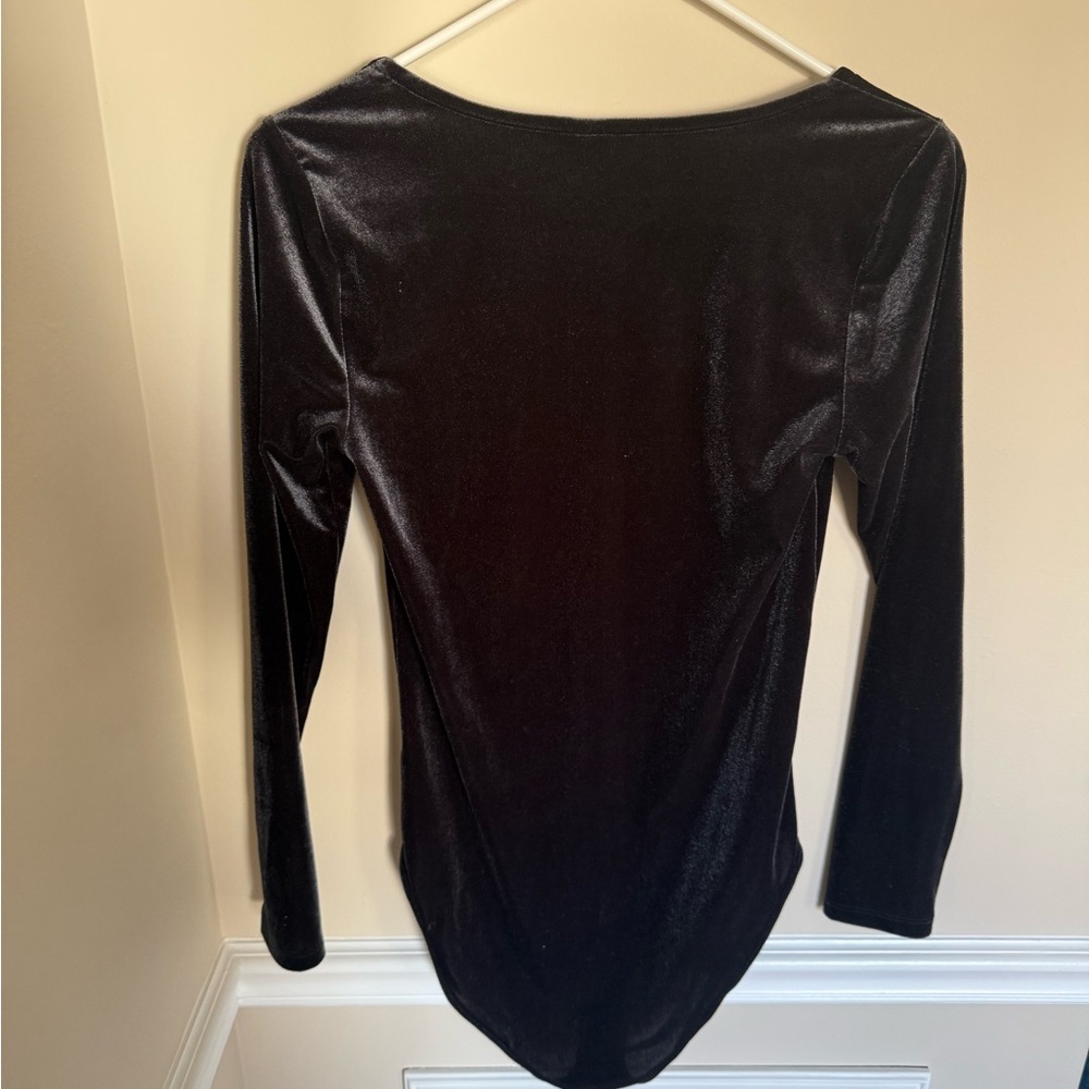 Old Navy Gray Sparkly Velvet Square Neck Long Sleeve Bodysuit Size Small NWOT - Picture 5 of 5